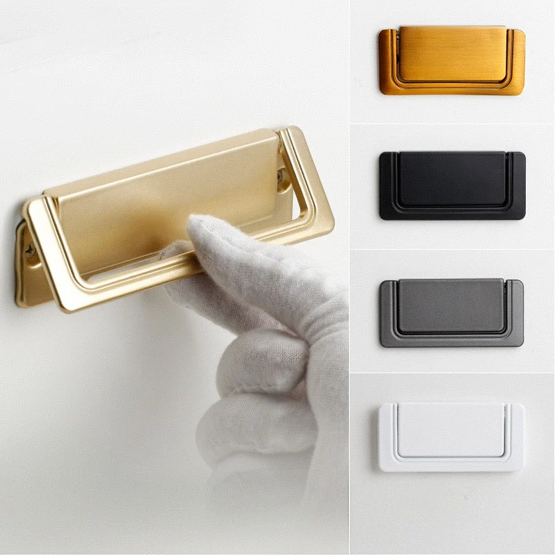 Aluminum & Zinc Alloy Flush Cabinet Handles Hidden Drawer Pulls Modern Furniture Handles for Kitchen Wardrobe Cupboard