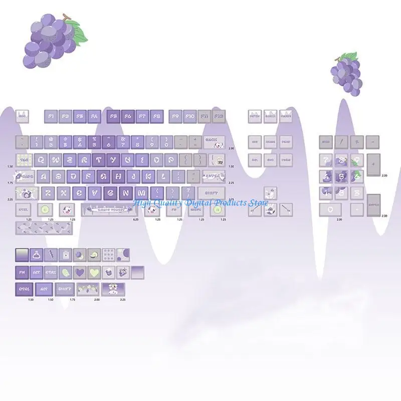 

U2JE PBT -клавиш 127PCS Установите йогурт -виноградную тепловую DiseSublimation xda Высота клавиша клавиши