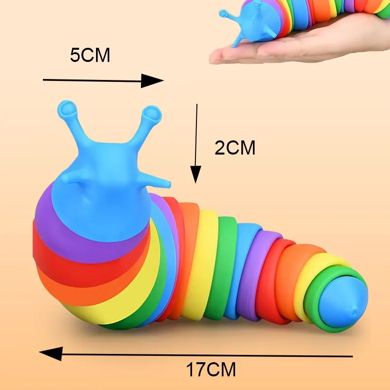 3D Colorful Slug Decompression Toy, Bionic Vent, Anti Ansiedade, Brinquedos Sensoriais para Crianças e Adultos, Presente de Aniversário, 18cm