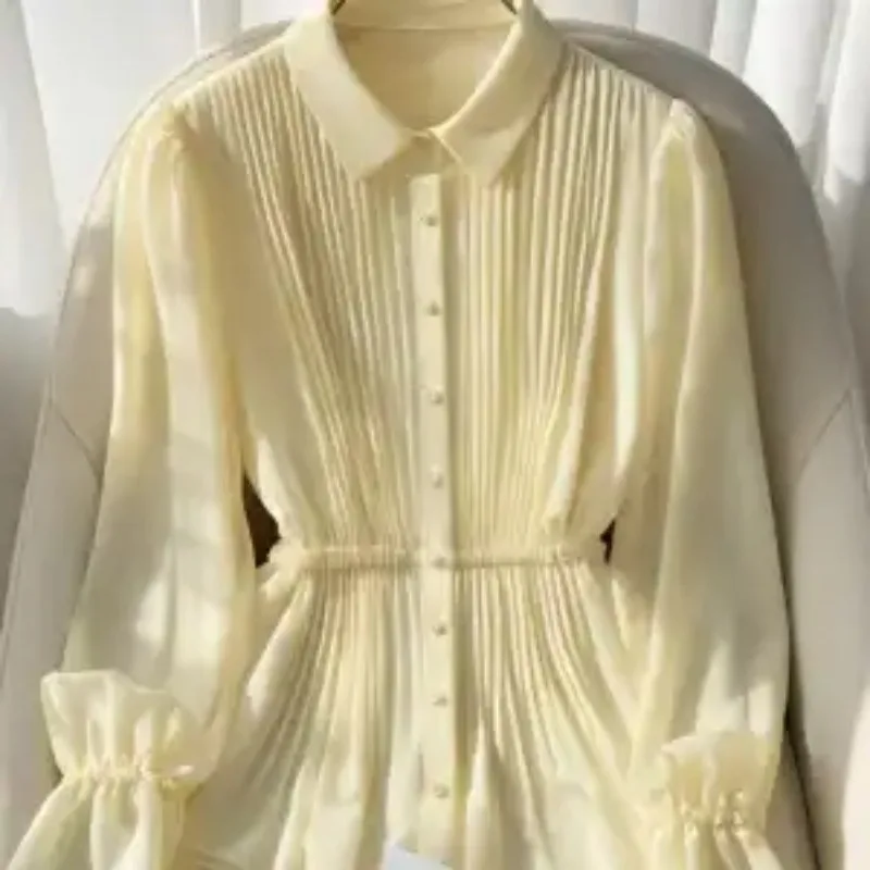 

Осенняя новинка: Элегантная шифоновая блузка для женщин во французском стиле, модный и красивый топ.