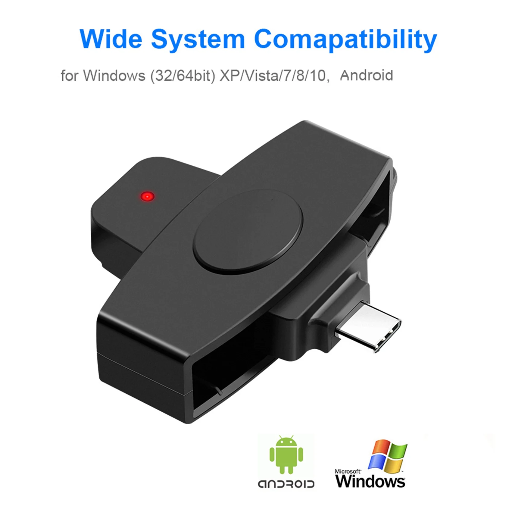 FFYY-2X CSCR3 Smart CAC Card Reader Type-C Bank Tax Declaration SIM Card/IC Card ID Card Reader