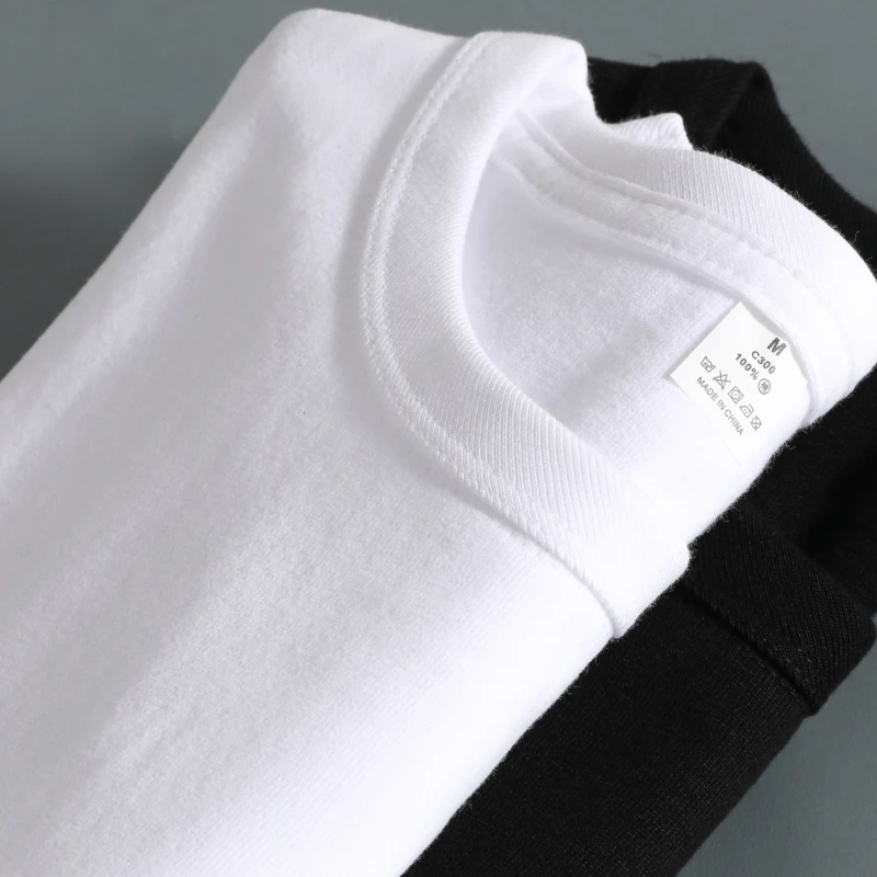 

300g Heavyweight Long Sleeve T-Shirt Spring Autumn Top Retro Brushed Cotton White Thick Base Layer Undershirt Unisex