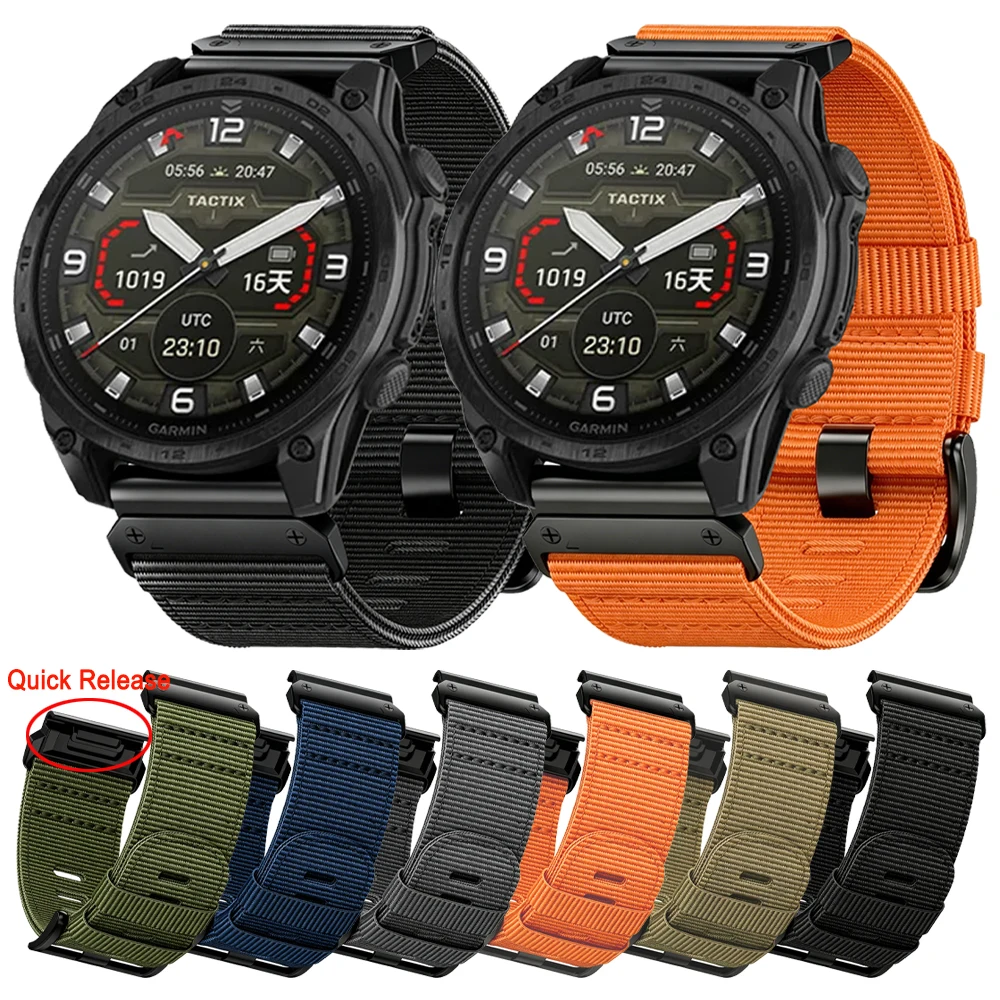 22mm 26mm Braided Sport Strap for Garmin Tactix 8 47 51mm AMOLED 7 Pro Delta Bravo/Quatix 8 7X Solar 7 6 5 Quick Fit Nylon Bands