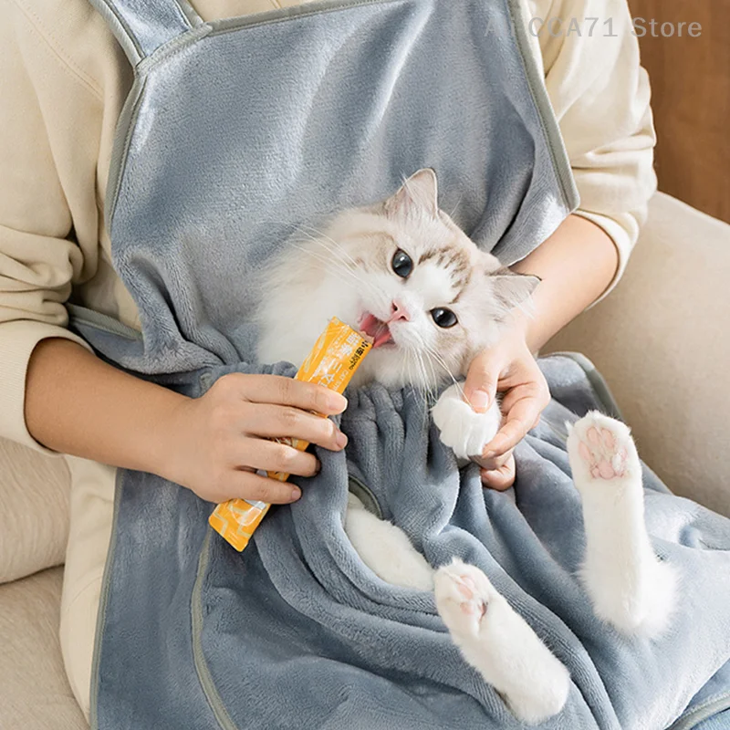 Delantal para mascotas transpirable suave de Color sólido, artefacto para abrazar gatos en interiores, delantal para el pelo antiadherente, bolsa transportadora para gatos, suministros para mascotas