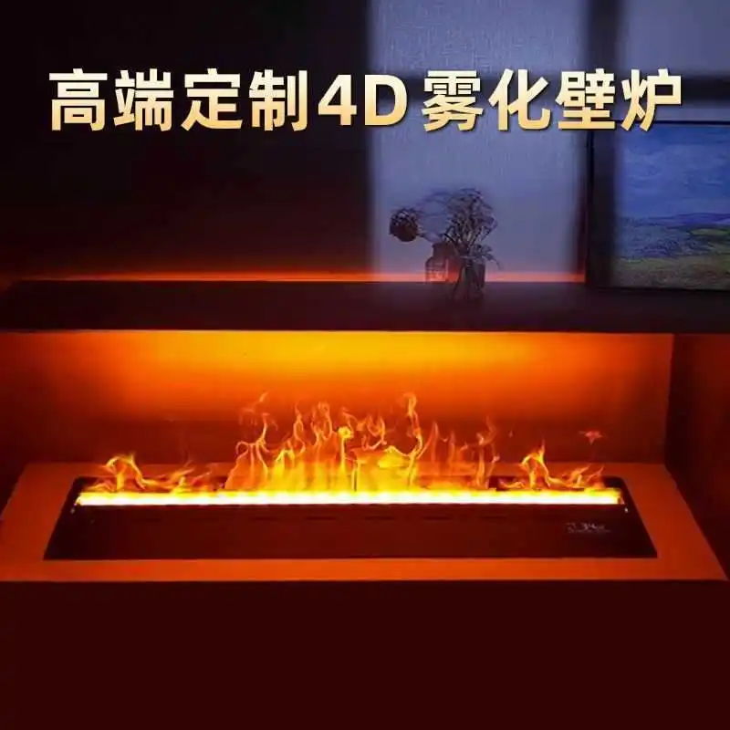 3D Fogging Electric Fireplace Humidifier with Realistic Flame Effect for Home Living Room Decorative Built-in Wall Mount Unit