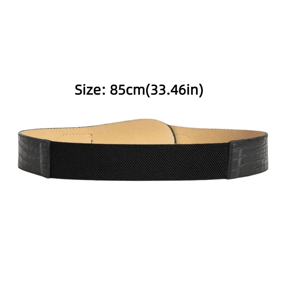 ファッション PU レザーウエストベルト調節可能な合金バックルワイドベルト弾性多用途ウエストバンドドレスコート用