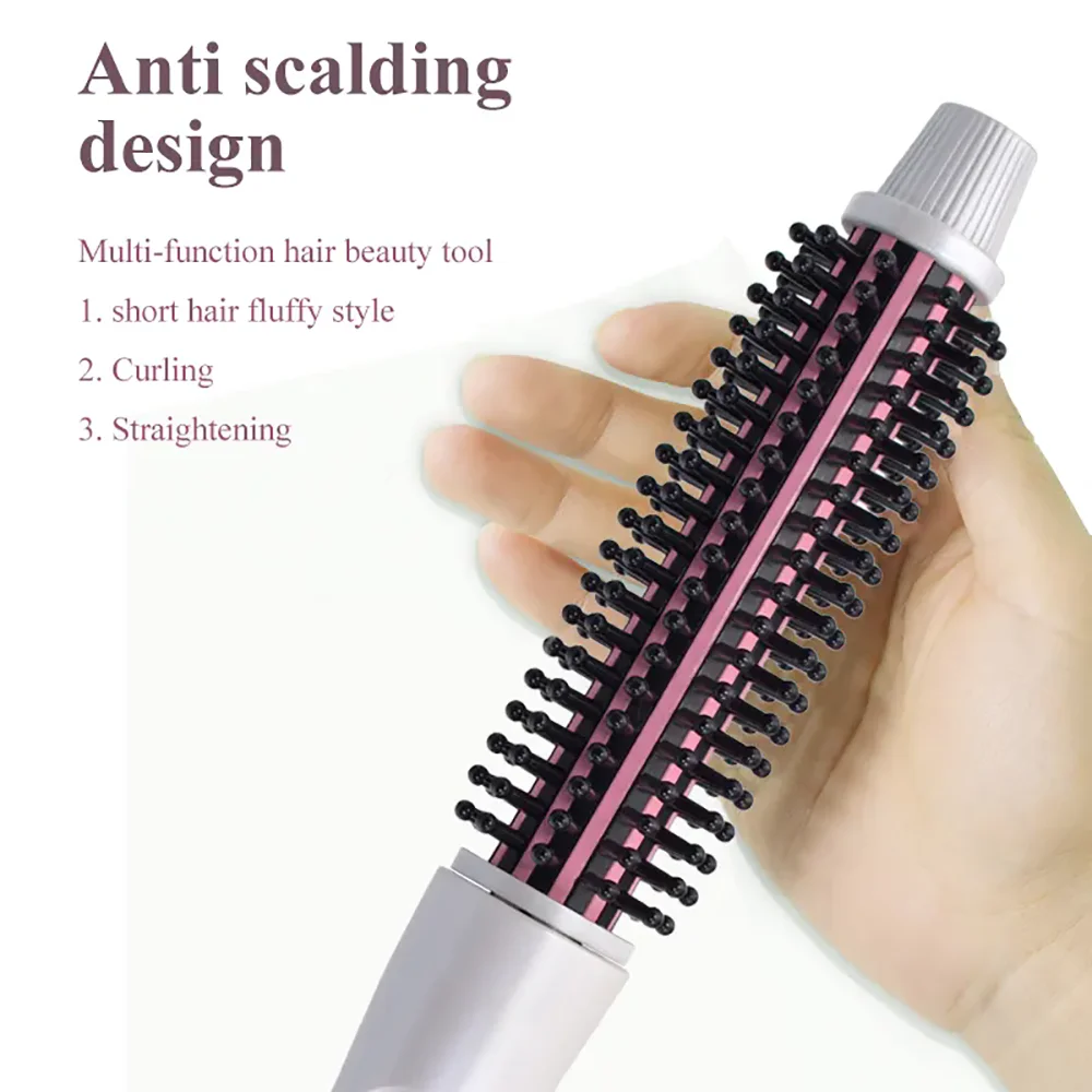 فرشاة فرد الشعر الكهربائية، فرشاة تجعيد الشعر، عصا مكواة تجعيد الشعر للشعر القصير، بكرات مشط ساخنة من السيراميك، مستديرة PTC ساخنة
