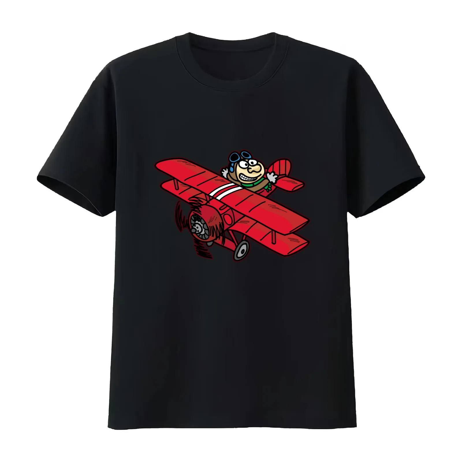 RED BARON AIR PILOT biplane airplane cartoon T-Shirt Summer Casual Cotton Tee Oversized Streetwear Tops Vintage Graphic Print