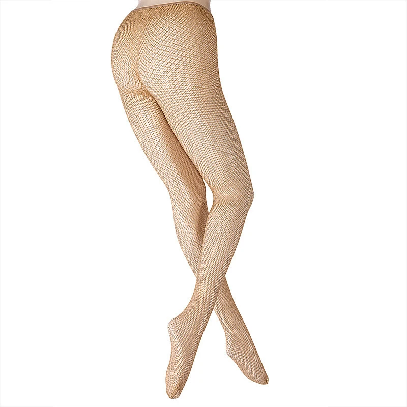 Women V-waist Hollow Fish Net Stockings  Mesh Bodystockings Sexy Jumpsuit Stage Glitter Shiny Silk Nightclub Pantyhose