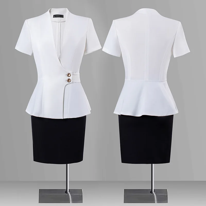 

Professional Suit Short Sleeve Summer Workwear for Beauticians, Jewelry Store, Hotel Front Desk Uniform