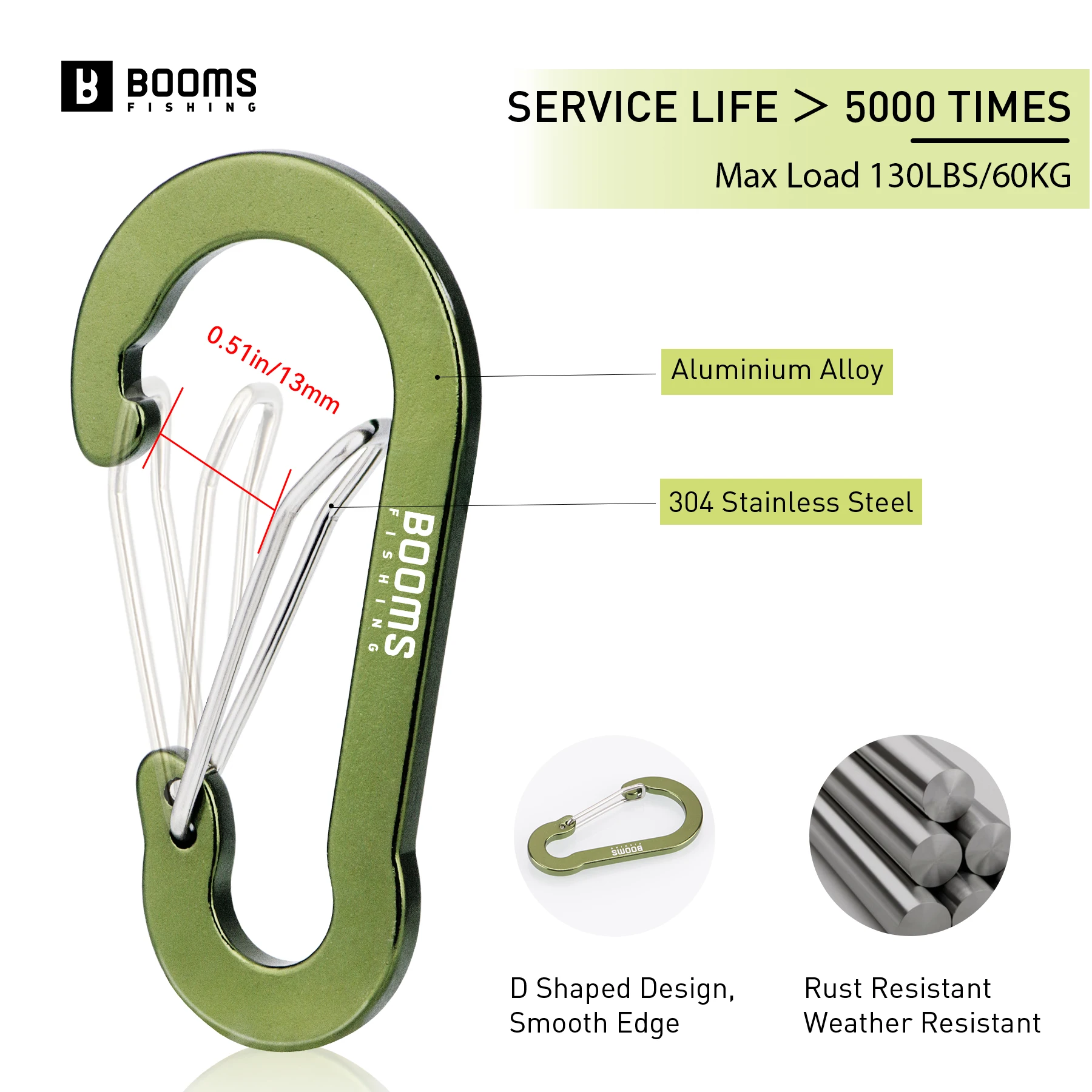 Booms Fishing 6cm Multi-Use Spring Carabiner Clips 10pcs Small Caribeener Clips Keychain Aluminum Fishing Caribeaner Clip