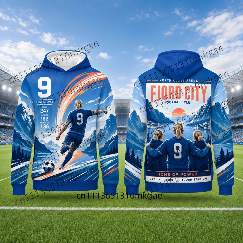 Modischer Fußball-Statistik-Karten-Hoodie für Männer, Langarm-Pullover, Sweatshirt mit Fußballspieler-Grafik, Kapuzenpullover für Kinder und Sportfans – Detail 5