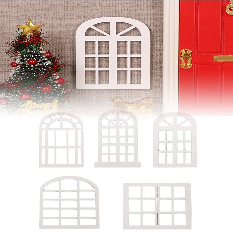 1Pcs 1:12 Dollhouse Mini Wooden Window Frame Model Dollhouse Furniture Decoration Dolls House Micro Scene Construction Props