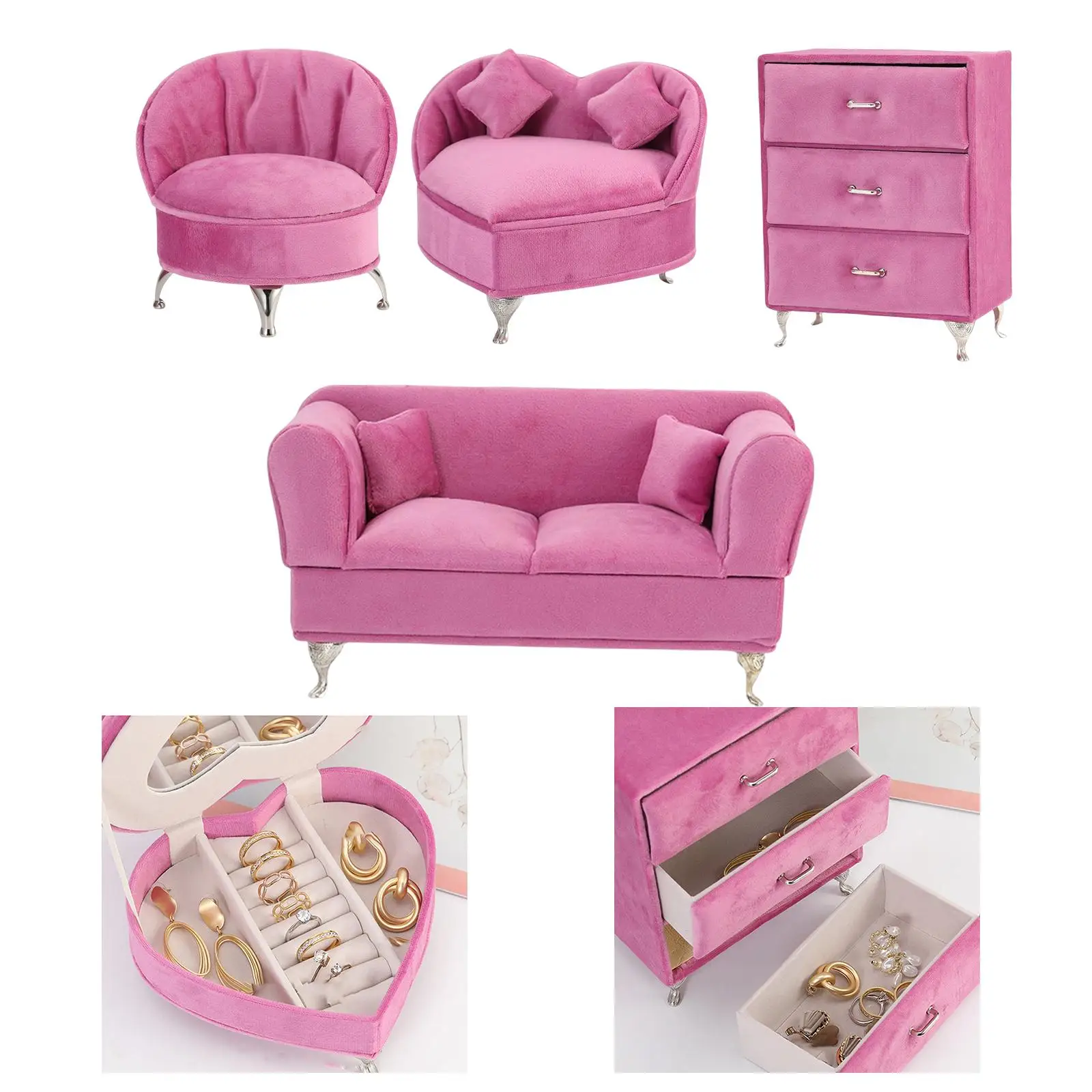 

Органайзер для ювелирных изделий, розовый бархатный кукольный домик, коробка для подарков, чехол для хранения