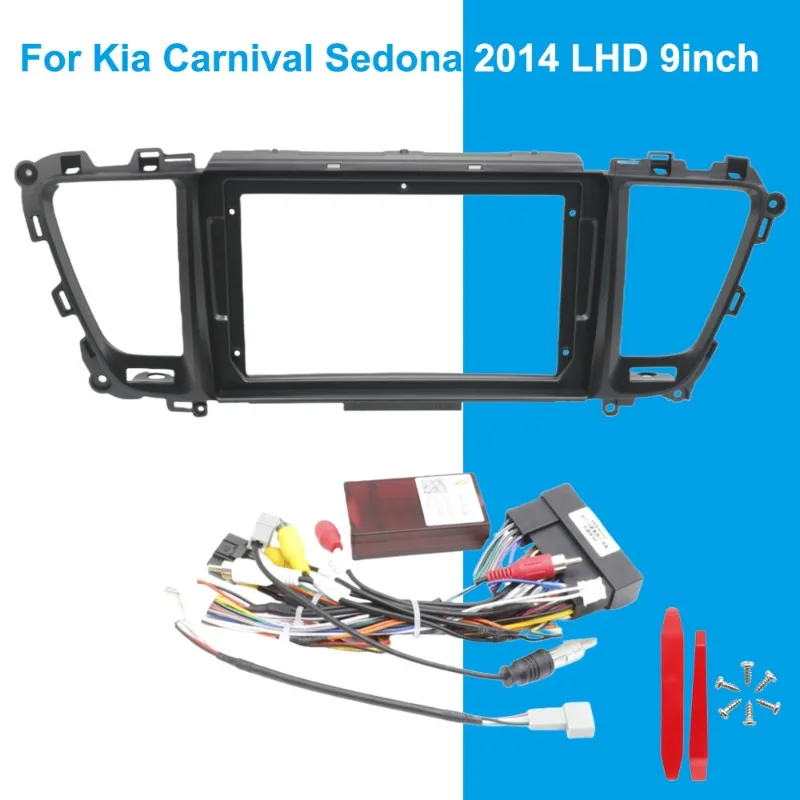 Marco de fascia de 9 pulgadas para Kia Carnival Sedona 2014 LHD |   Kit de ajuste de panel de tablero estéreo de radio de coche para unidad principal Android 2DIN