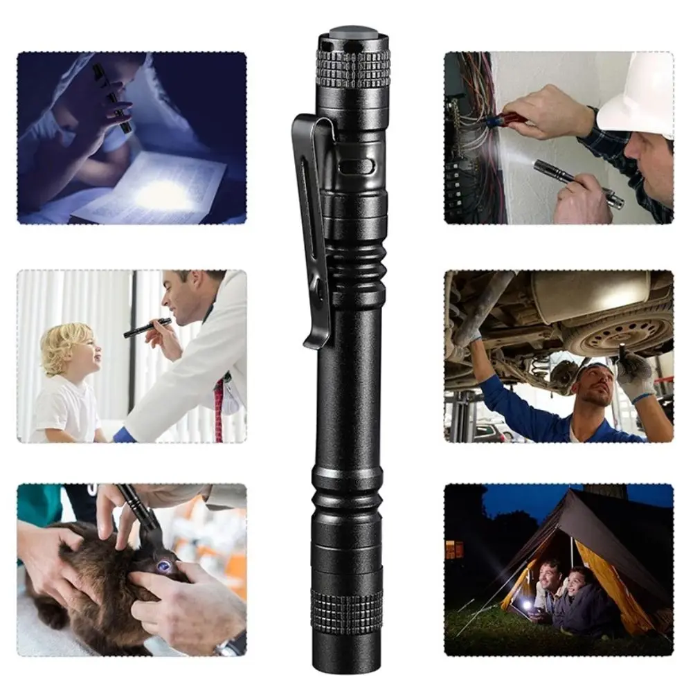 Mini LED Pen Torch Shape Portable Penholder Led Flashlight Night Walking Lighting Waterproof Pocket Torch Camping Accessories