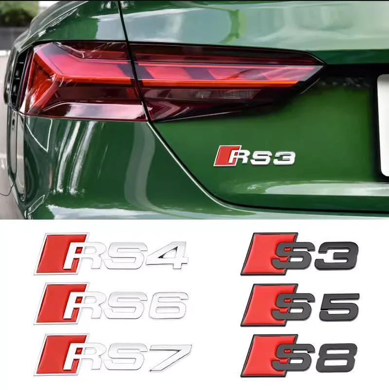 3D ABS Car Stickers and Decals For Audi RS S3 S4 S5 S6 S7 S8 A3 A4 A5 A6 A7 A8 Q3 Q5 Q7 TT Rear Trunk Body Emblem Badge Stickers