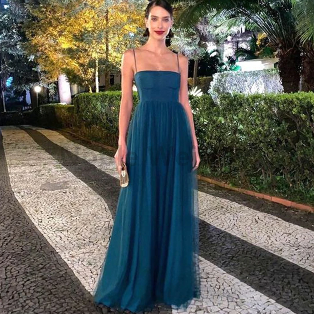 

A-Line Evening Dresses Tulle Long Prom Gowns Customize