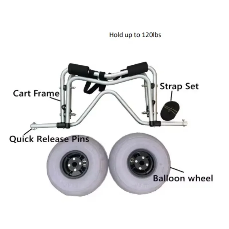 Large Kayaks Canadian Canoes Heavy Duty Anodized Aluminium Alloy  Aluminium Trolley Carts with Balloon Wheel