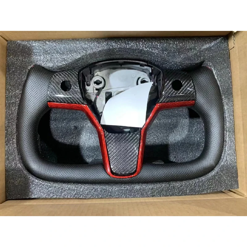 

Hot Selling Nappa Leather & Carbon Fiber Trimmed Heating Carbon Fiber Steering Wheel