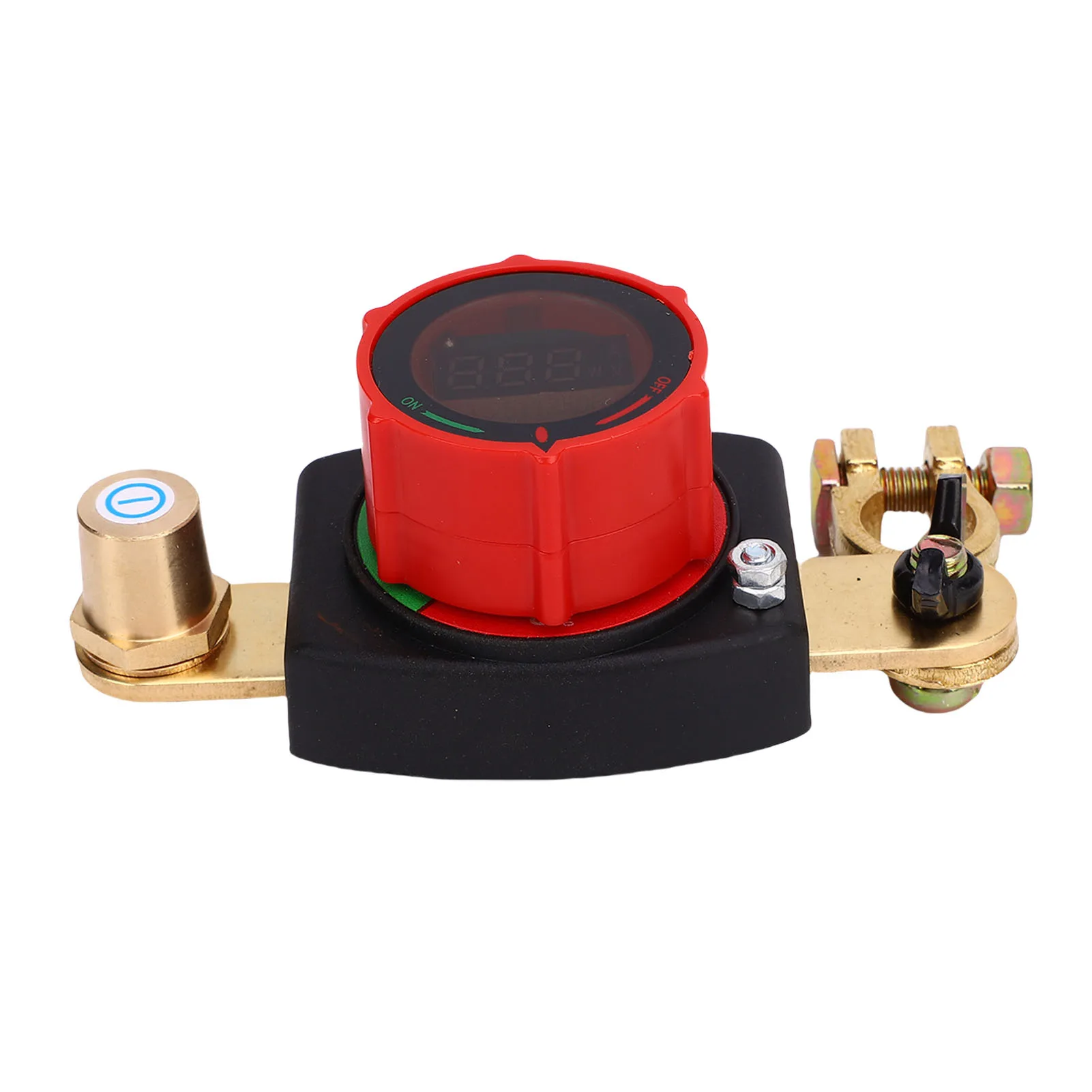 Top Post Battery Disconnect Switch with Voltmeter Master Isolator On Off Kill Power Cut Shut Rotatable for Marine Boat RV Car Tr