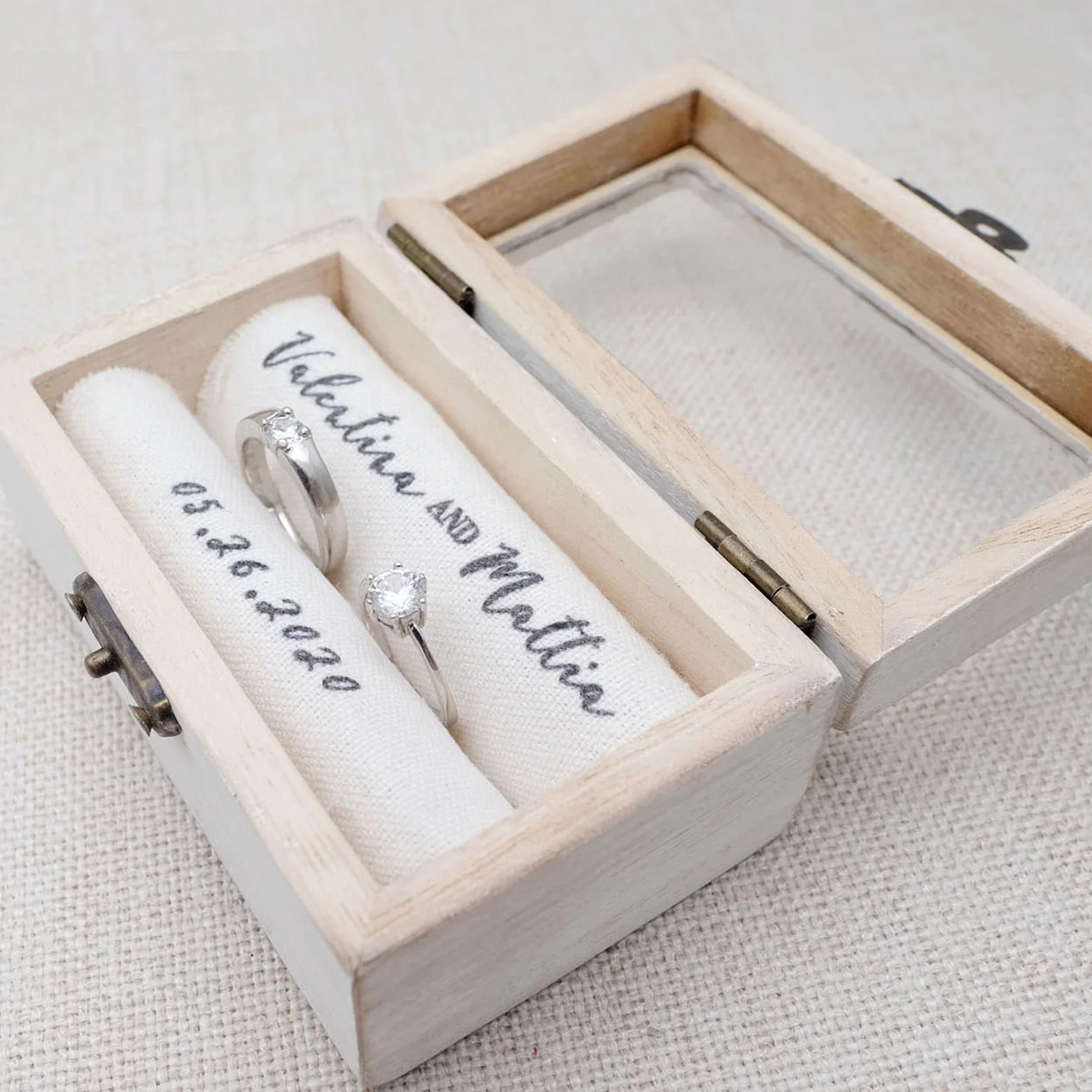 

Personalized Rustic Wooden Ring Box, Custom Ring Bearer Box, Engagement Ring Holder, Wedding Decoration