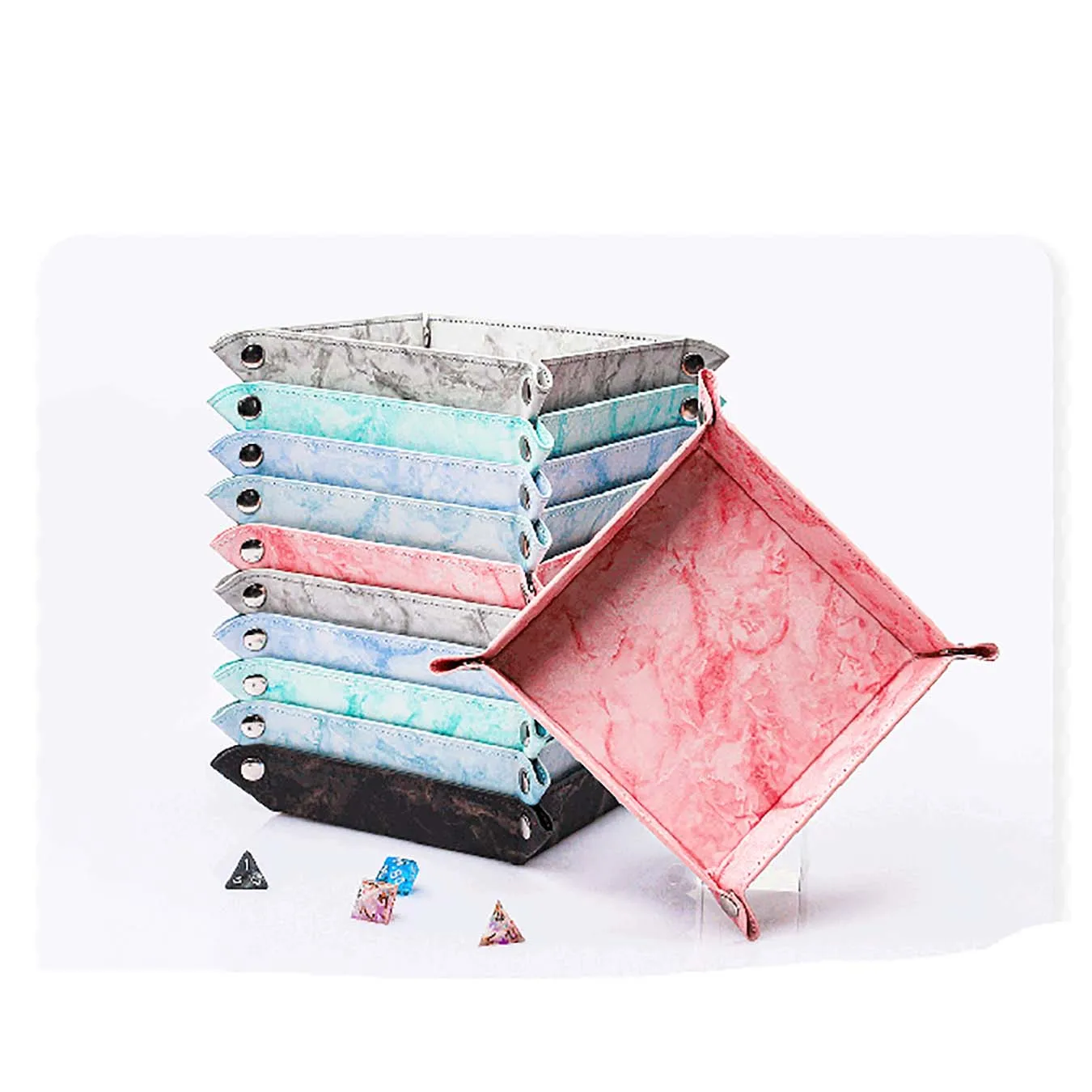 

1Pcs Dice Cup Pink Blue Gray Storage Box Dice Cup Four Corner Folding Leather Dice Cup for D&D COC Role RPG DND Table Game