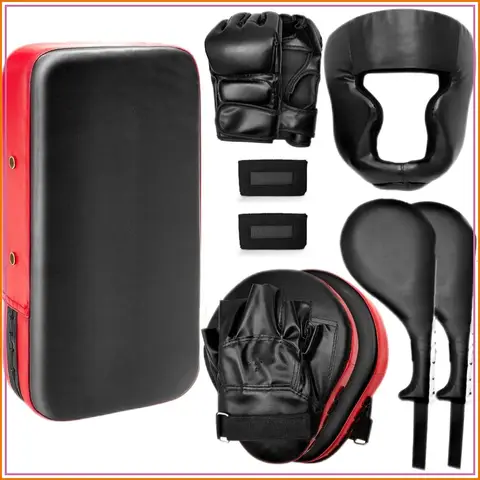 10 in1 Punching Mitts Kick Pad Set Taekwondo Pads Boxing Gloves Safety Head Guard Wrist Band for Kickboxing, Karate, Muay Thai, MMA Training