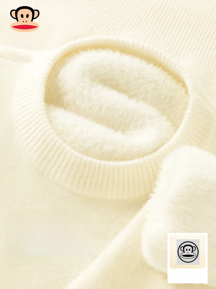 

Thiened One-Piece Fce round Ne Knitted Sweater for Men Winter Base Layer Faion Urban Casual Long Sve