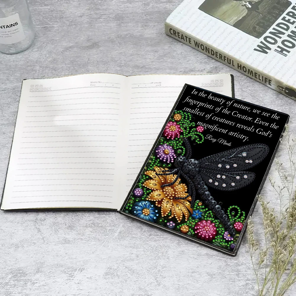 DIY الماس الفن دفتر يوميات دفتر ملاحظات بغلاف مُجلّد 60 صفحة الماس الفن دفتر أطقم A5 للبالغين المنزل مكتب الفن الرسم #1