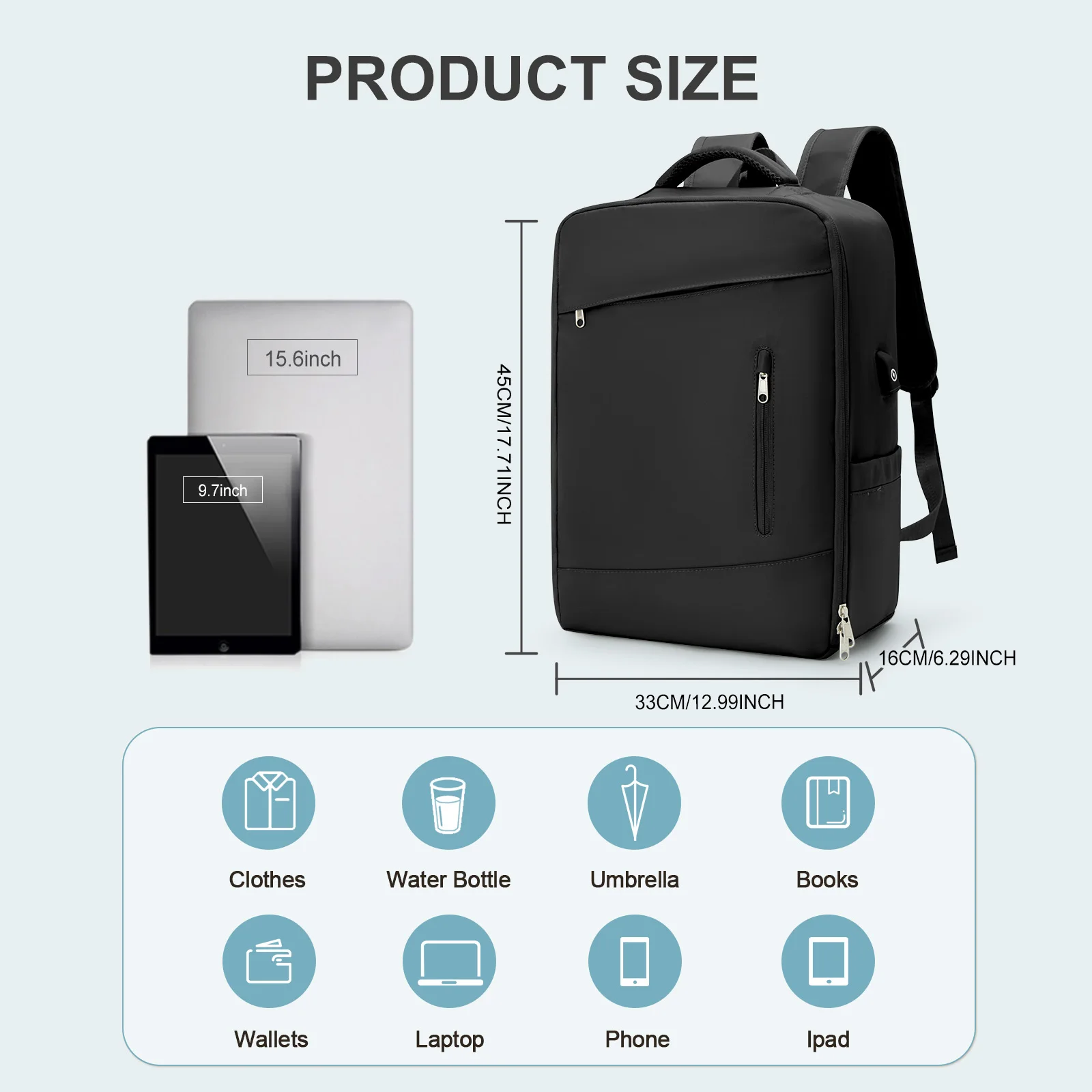 حقيبة ظهر للسفر على شكل طائرة للرجال والنساء، حقيبة ظهر للكمبيوتر المحمول مقاس 15.6 بوصة، حقيبة عمل للمقصورة خفيفة الوزن وطاردة للماء #4