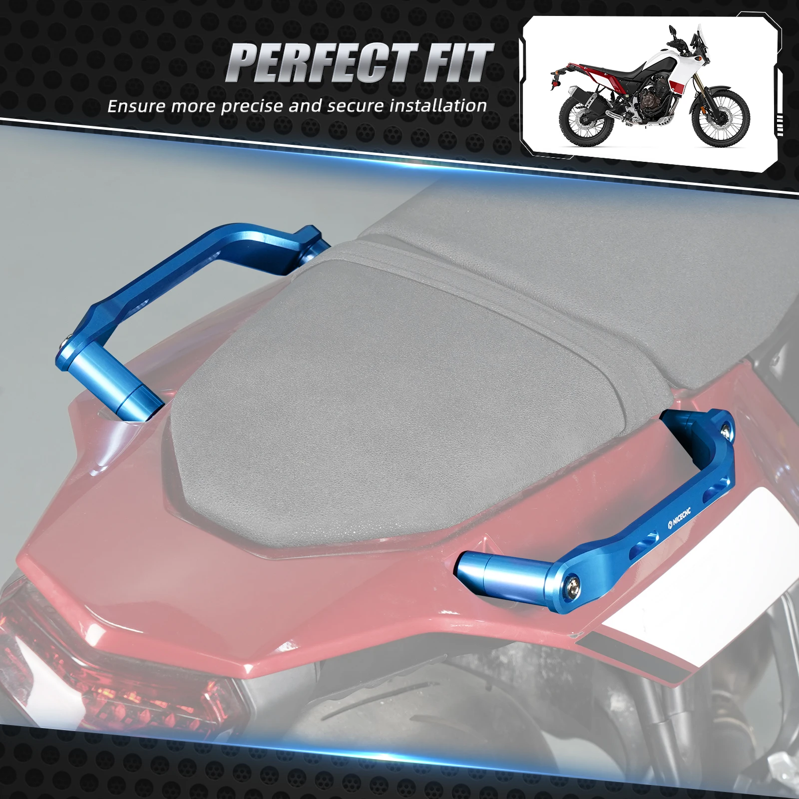 NICECNC Für Yamaha Tenere 700 2019–2024, Beifahrergriff, hinterer Greifer für Yamaha Tenere 700 World Raid-Zubehör, T700 XTZ700 – Detail 6