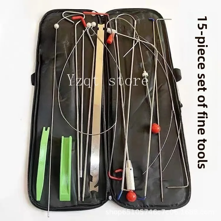 Car big pull hook bag 18-piece set, general purpose cars repair stainless steel push-pull hook tool set combination