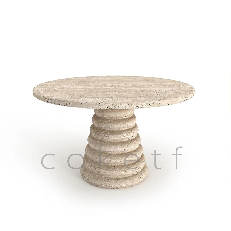 Ruili Style Minimalist Natural Roman Cave Stone Marble Tea Table Designer Model Villa Model House Living Room Home