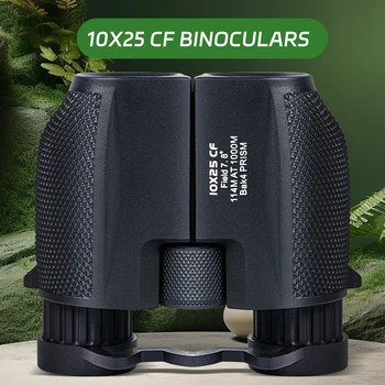 กล้องส่องทางไกล 10X25 HD Mini กล้องโทรทรรศน์แบบพกพา BAK4 FMC เคลือบกล้องโทรทรรศน์กลางแจ้งดูนกล่าสัตว์ Camping Ball เกม
