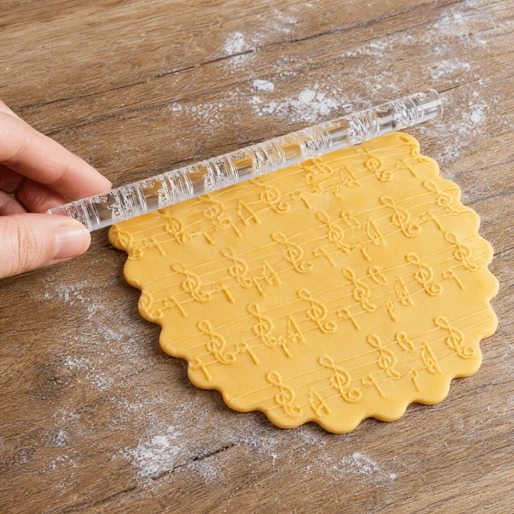 Acrylic Acrylic Rolling Pin Embossing Texture Sea Wave Love Notes Dough Rolling Pin Lightweight Clear Rolling Pin