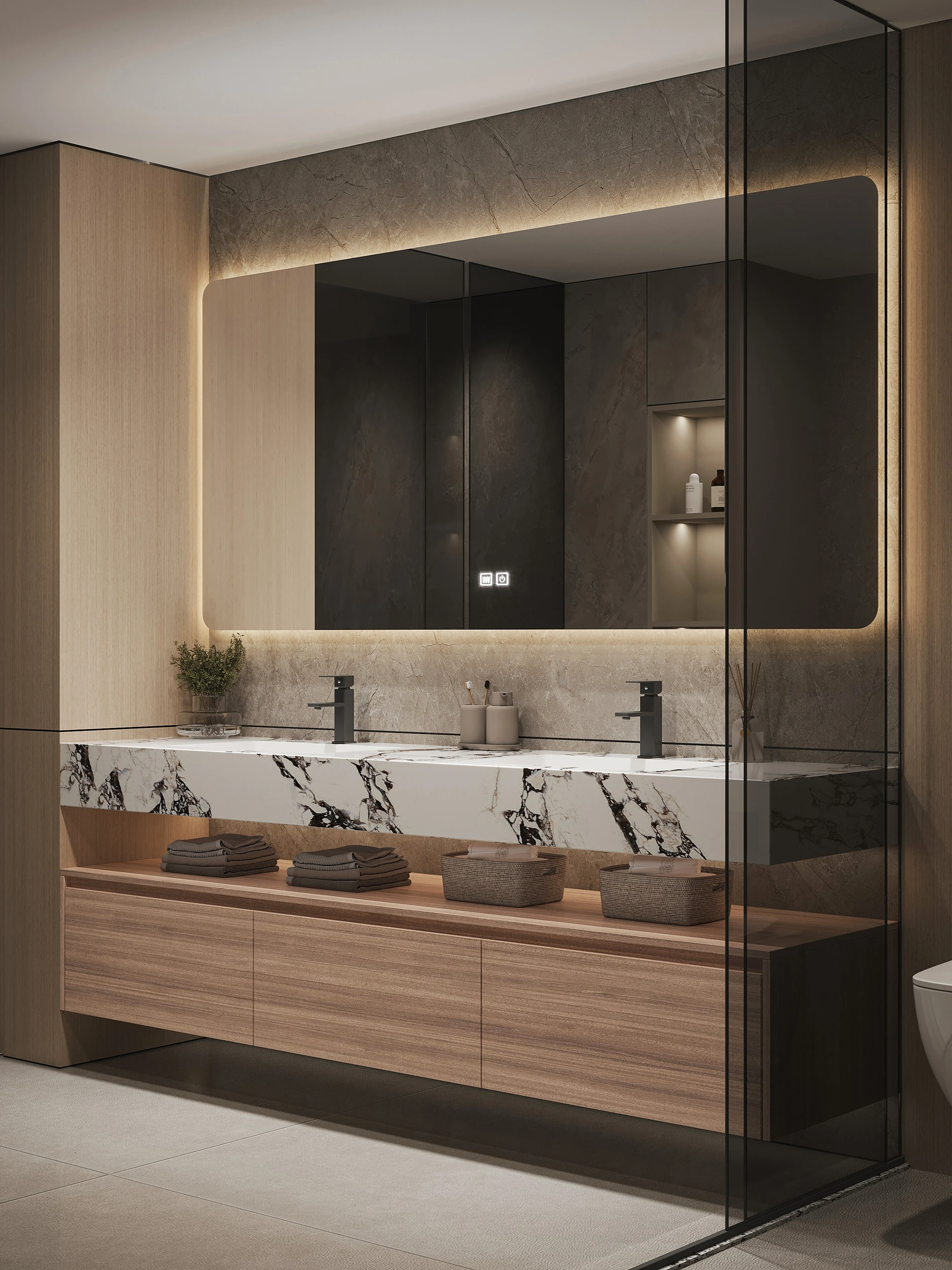 Rock slab bathroom cabinet combination bathroom double basin washbasin integrated seamless washbasin basin cabinet combination