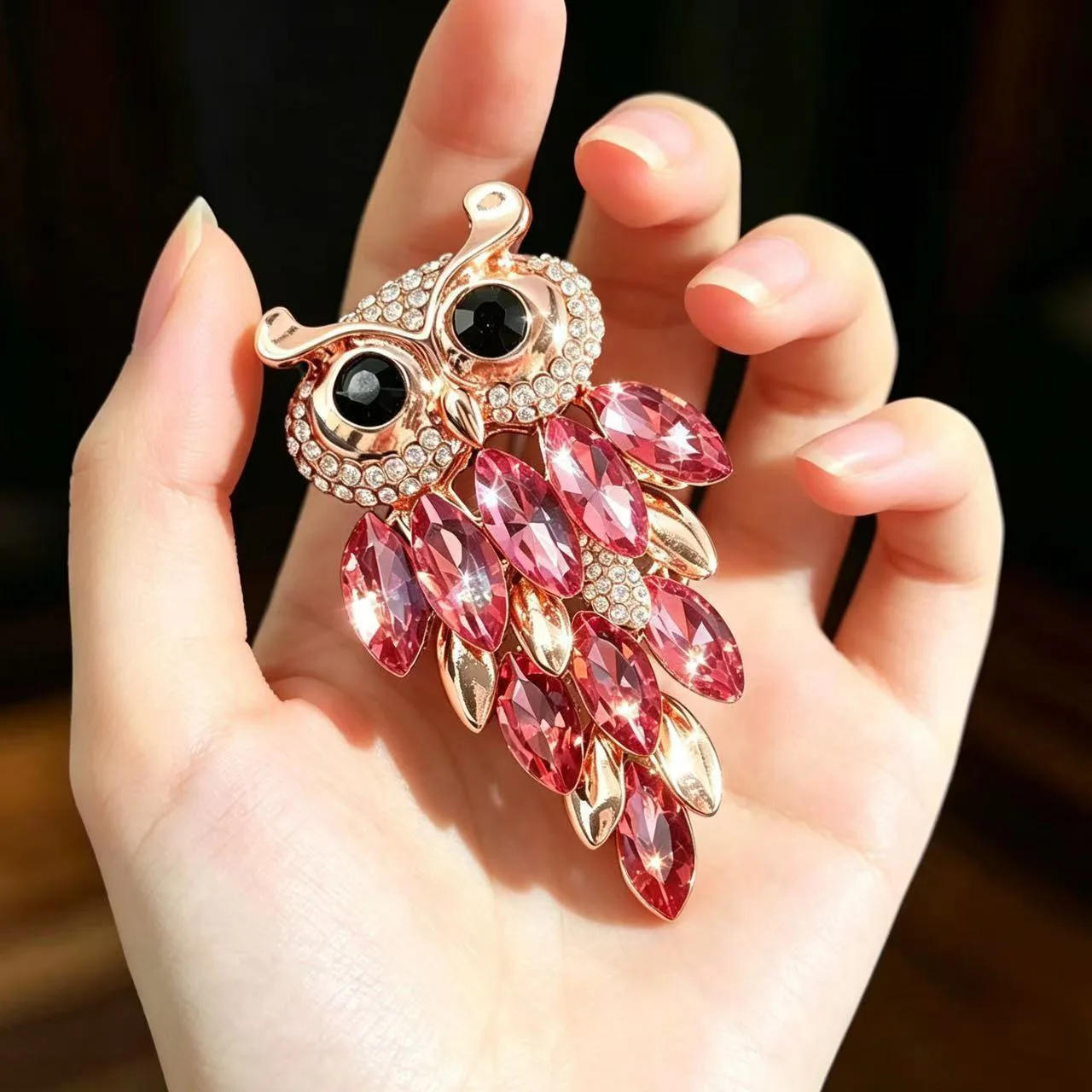 Rhinestone Owl Brooch for Women Unisex Glass Animal Pin Bird Lapel Pins Banquet Party Backpack Gifts Jewelry Accessories