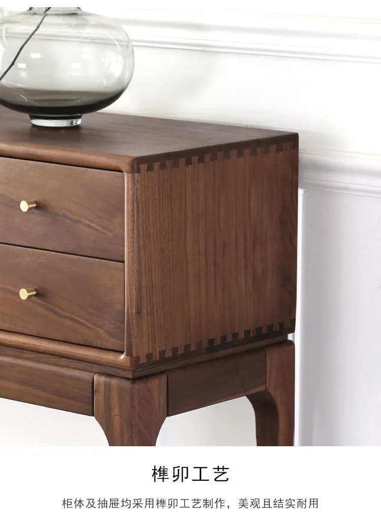 Black walnut porch cabinet, aisle against the wall to enter the entrance hall, counter case, locker, supply table storage