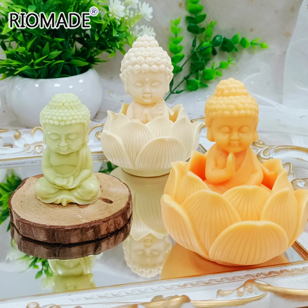 3D Buddhist Monk Lotus Seat Silicone Mold DIY Aromatherapy Gypsum Home Decoration Crafts Tathagata Buddha Handmade Candle Mould