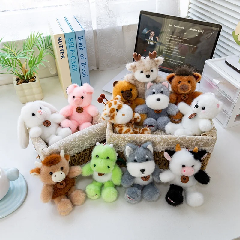 

Animal Series Plush Toys Dog Rabbit Bear Deer Dragon Pig Cow Stuffed Doll Kawaii Decor Keychain Backpack Pendant Birthday Gift