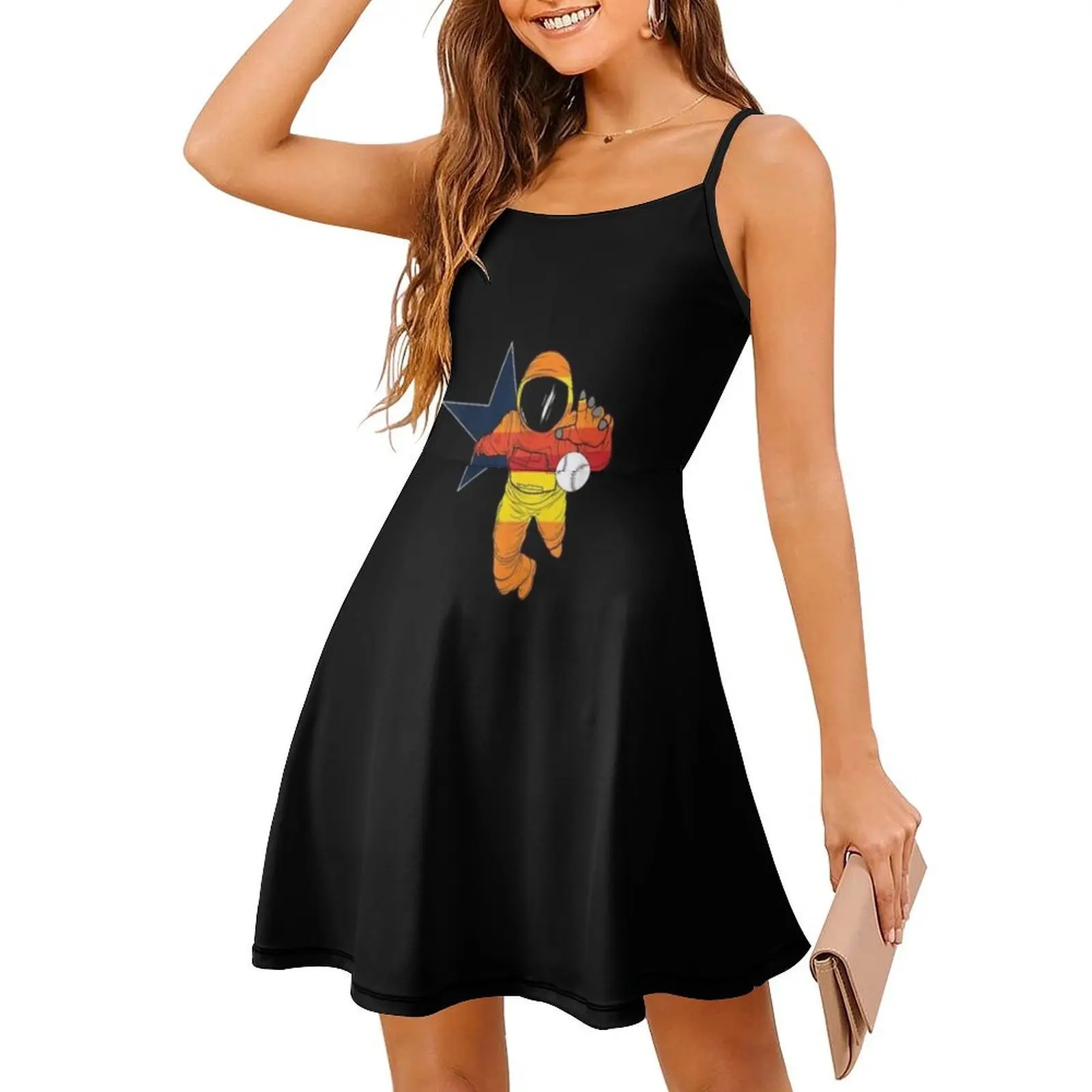 فستان بوهيمي عتيق لرائد الفضاء بأكمام منتفخة أو خيارات بدون أكمام للنساء فستان Astros Playroom ألعاب Astrobot #3