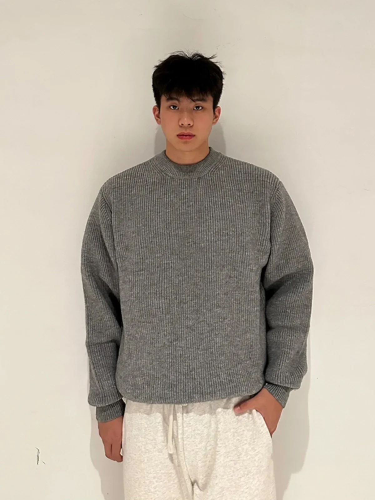 

Deep ey round Ne Knitwear Men's Sle Autumn Winter Loose Fit Comfortable Soft Long Sve T-irt American Lazy Sle