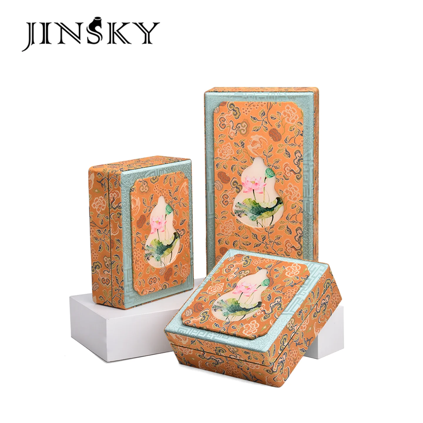 Jewelry embroidery antique brocade box jade Buddha bracelet gift box bead packaging box