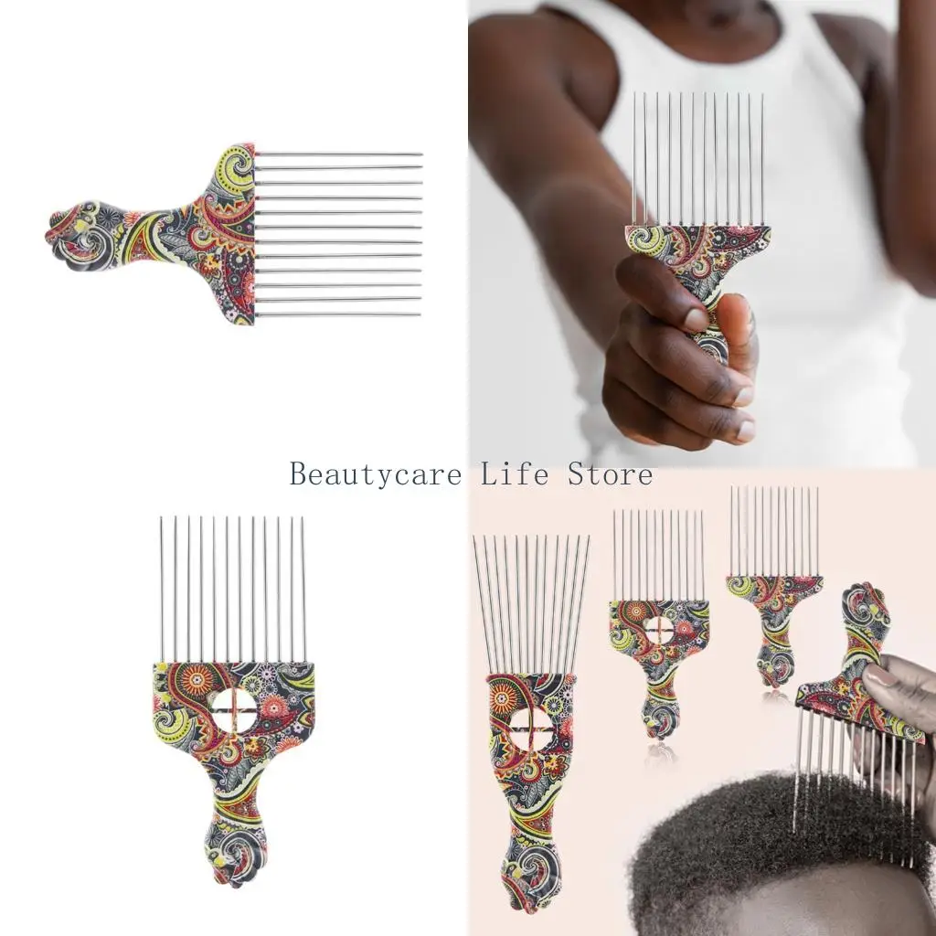 

652C Hair Picks Professional Steel Pin Curling Comb for Hair Styling Pick Comb Scalp Massage Salon and Home Use