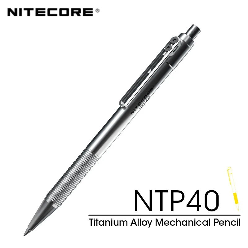 NITECORE NTP40 CNC TC4 Titanium Alloy Mechanical Pencil Daily Writing Sketching Cartooning Self-defense EDC Tactical Pen