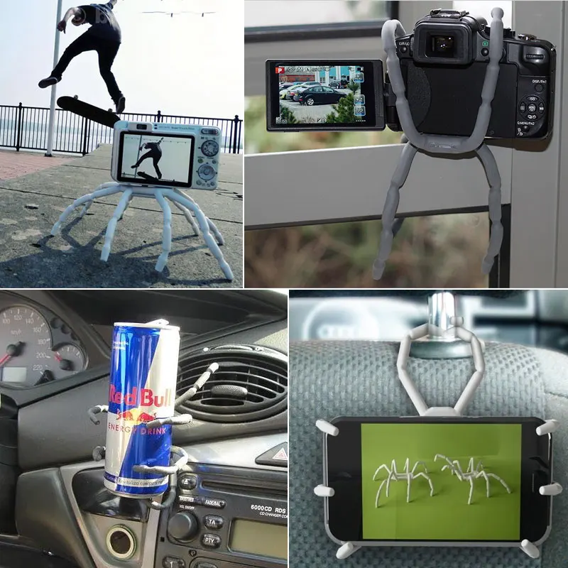 Universal Multi-Function Portable Spider Flexible Grip Holder for Smartphones and Tablets in Car Bicycle Desk Plane