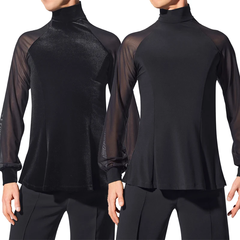

2025 New Men's Latin Dance Tops Adult Male Competition Clothing Cha Cha Rumba Ballroom Dance Performance Practice Tops DNV22847