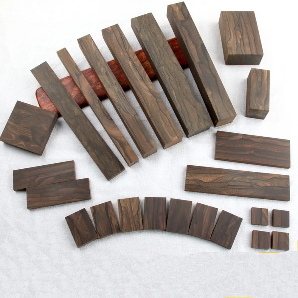 2 piezas DIY cuchillo mango Material caqui madera Ziricote Ciricote (Cordia Dodecandra) soporte de ébano mexicano tamaño personalizado