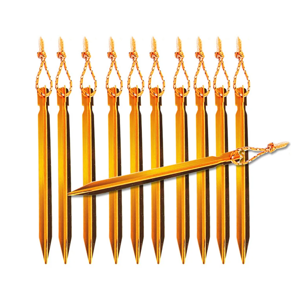 

8pcs Tent Stakes Aluminum Camping Hiking Peg with Reflective Pull Cords & Pouch Cone - Y Beam Design (Yellow)